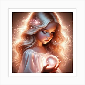 Little Girl Holding A Crystal Ball Art Print