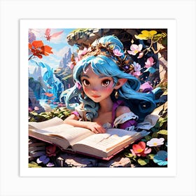 Fairy Girl Reading A Book 2 Art Print