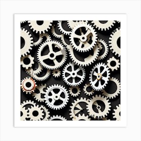 Gears On A Black Background 25 Art Print