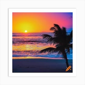 Sunset At The Beach 4 Art Print