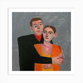 Two people are hugging Art Print