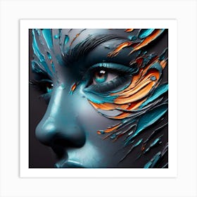 Woman's Face Closeup - Abstract 3D Effect Art Print