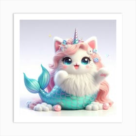 Cute Mermaid Caticorn 5 Art Print