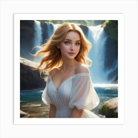 Beautiful Girl In White Dress 3 Art Print