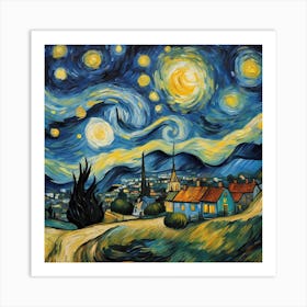 The Starry Night, Vincent Van Gogh Art Print 8 Art Print