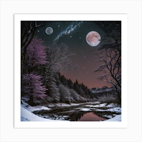 Moonlight In The Snow 1 Art Print