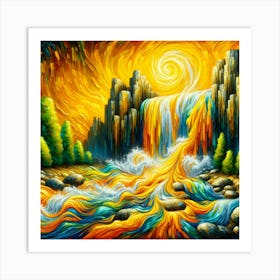 Waterfall Painting 2 Art Print