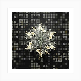 Vintage Narcissus Candidissimus Flower Wreath on Dot Bokeh Pattern n.0787 Art Print