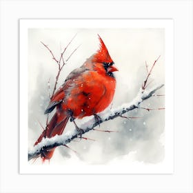 Cardinal In The Snow 6 Art Print