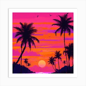 Sunset At The Beach 1 Art Print