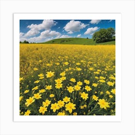 Field Of Yellow Flowers 6 Art Print