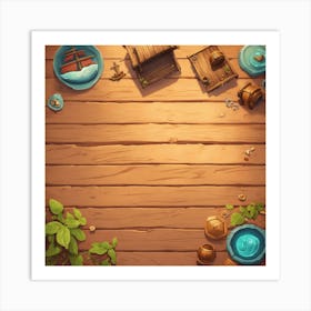 Wooden Table Top View (1) Art Print