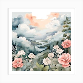 Watercolor Of Flowers Art Print