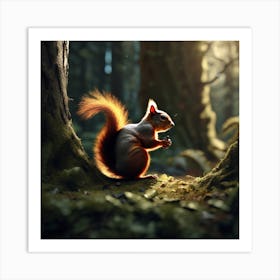 Red Squirrel In The Forest 52 Art Print