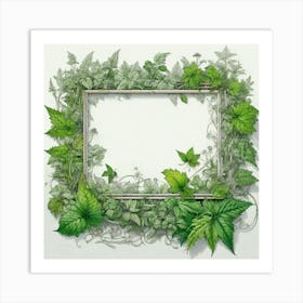 Frame With Green Leaves 10 Art Print