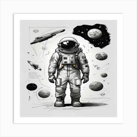 Astronaut In Space Art Print