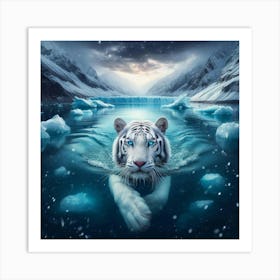 White Tiger In Water 1 Art Print