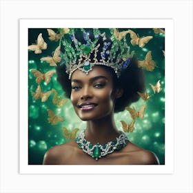 Emeralds And Butterflies 1 Art Print