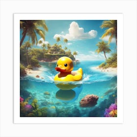 Rubber Duck In The Ocean Art Print