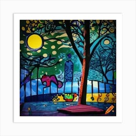 Night Time In The Park Art Print