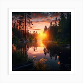 Sunset In The Forest 9 Art Print