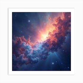 Radiant Cosmic Nebula Painted In Watercolor Hues 1 Art Print