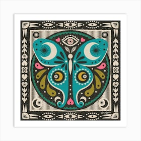 Luna Moth Folk Art Art Print