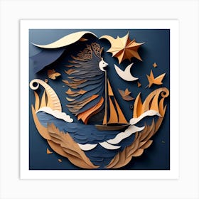 Paper art navy 10 Art Print