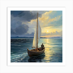 Sailboat At Sunset Art Print