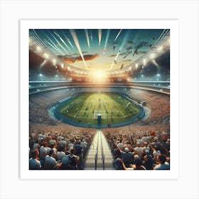 An Image Capturing The Atmosphere Of A Sporting Event In A Crowded Stadium 1 Art Print