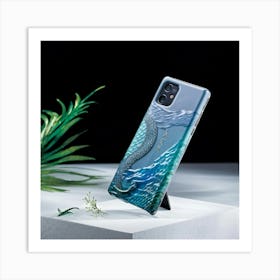 Smartphone Case And Holder Sculpted To Mimic The Sinuous Form Of A Sea Dragon Misty Blues And Iride Art Print