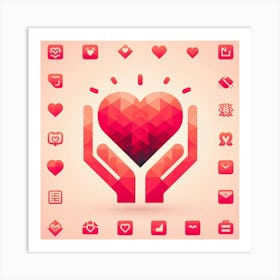 Heart Icon Set Art Print