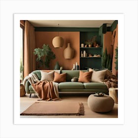 Default A Modern Rustic Living Room With Terracotta Walls A Be 3 Art Print