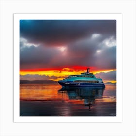 Sunset On A Ferry 29 Art Print