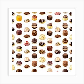 Seamless Pattern Of Chocolates 1 Art Print