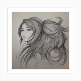 Girl With Long Hair 1 Art Print