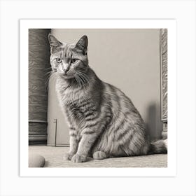 Cat Sitting Art Print