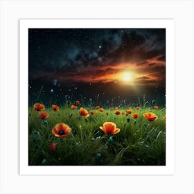 Poppy night Art Print