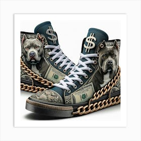 Money Dog Shoes Art Print