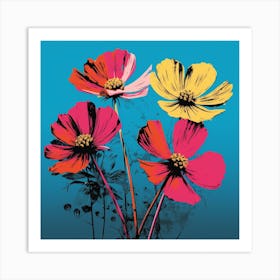 Andy Warhol Style Pop Art Flowers Cosmos 3 Square Art Print