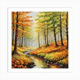 Forest In Autumn In Minimalist Style Square Composition 59 Art Print