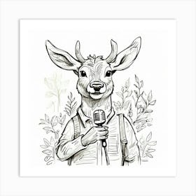 Deer With Microphone 5 Art Print