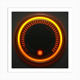 Clock With An Orange Light Art Print