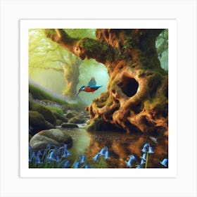 Kingfisher In The Forest 7 Art Print