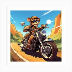 Cartoon Character Riding A Motorcycle Art Print