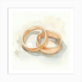 Watercolor Wedding Rings Close Up 1718 Art Print