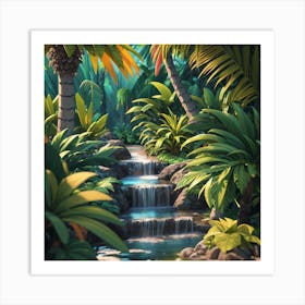 Waterfall In The Jungle Art Print