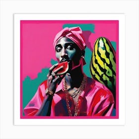Tupac eating a watermelon  Art Print