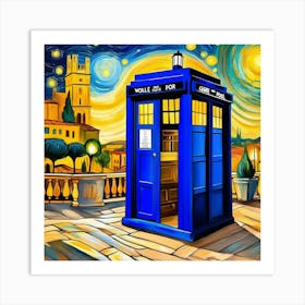 Tardis On The Terrace At Arles - Dr WHO & Van Gogh inspired Art Print 8 Art Print