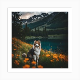 Dog In The Mountains Art Print